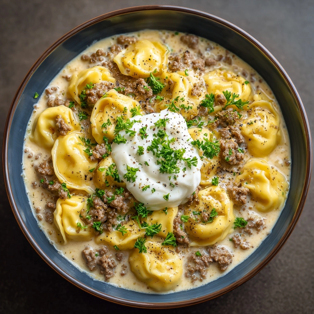 One-Skillet Beef Stroganoff Tortellini Recipe