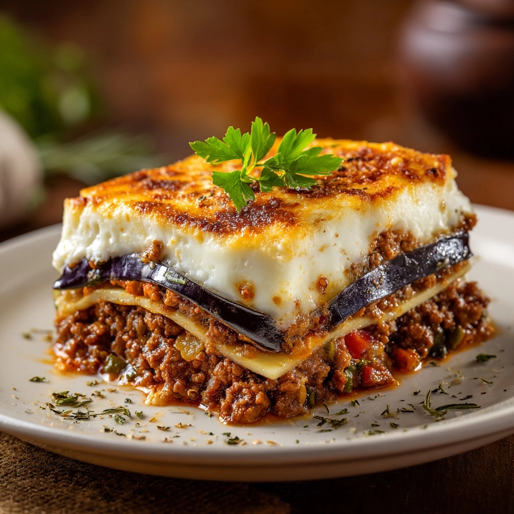 Classic Greek Eggplant Moussaka Recipe - Recipe Image