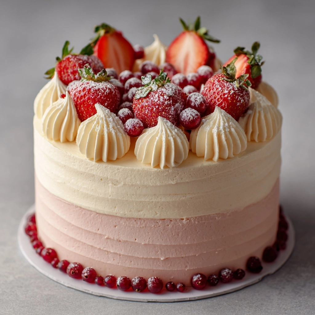 Vanilla Strawberry Ombre Cake Recipe - Recipe Image