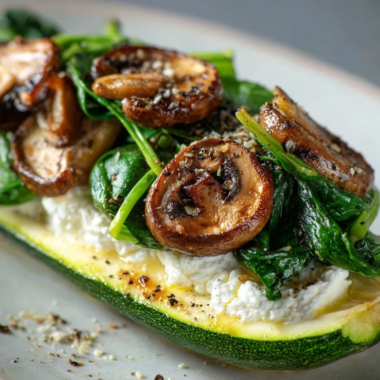 Spinach, Mushroom, and Ricotta Stuffed Zucchini Recipe