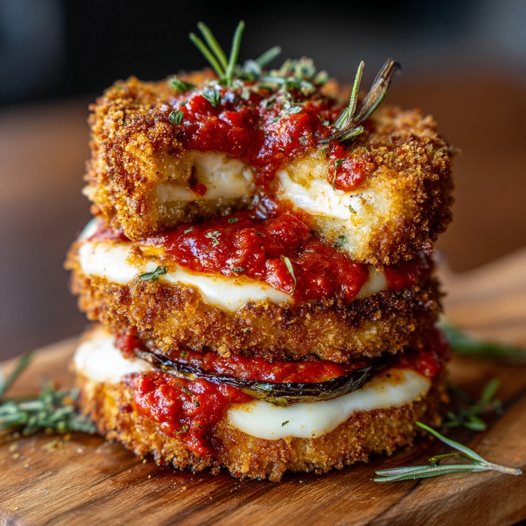 Eggplant and Goat-Cheese Sandwiches with Tomato Tarragon Sauce Recipe - Recipe Image