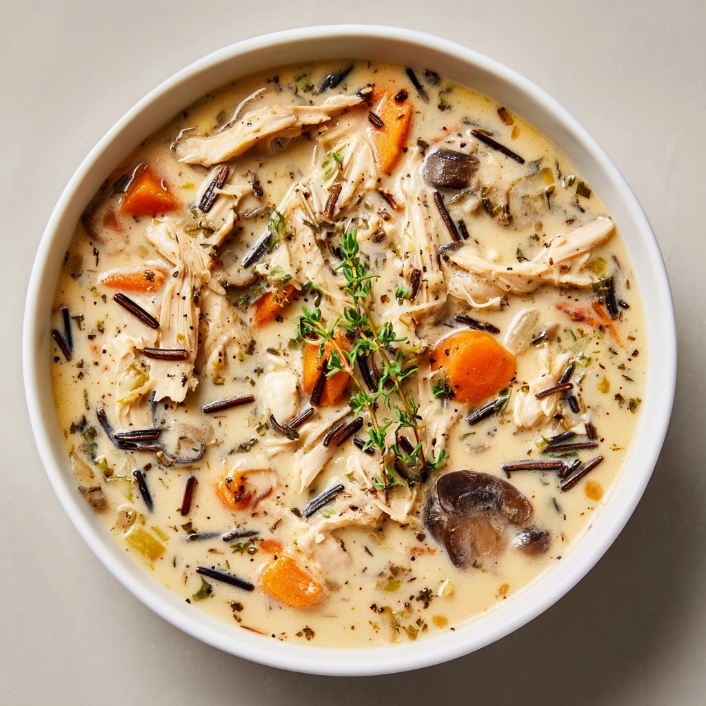 Creamy Mushroom Chicken and Wild Rice Soup Recipe - Recipe Image
