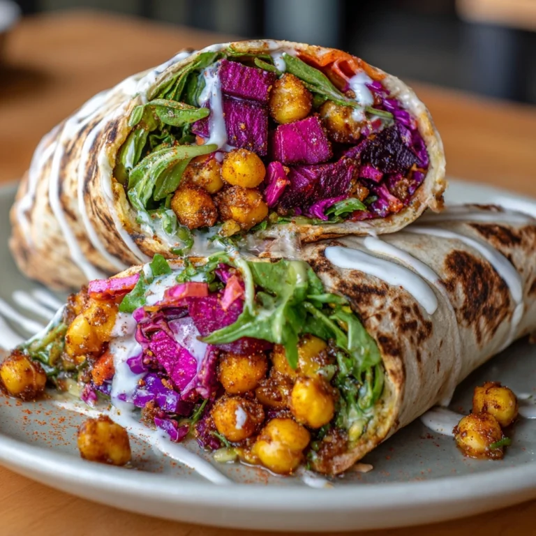 Roasted Beet & Chickpea Wraps with Tahini-Lemon Sauce Recipe