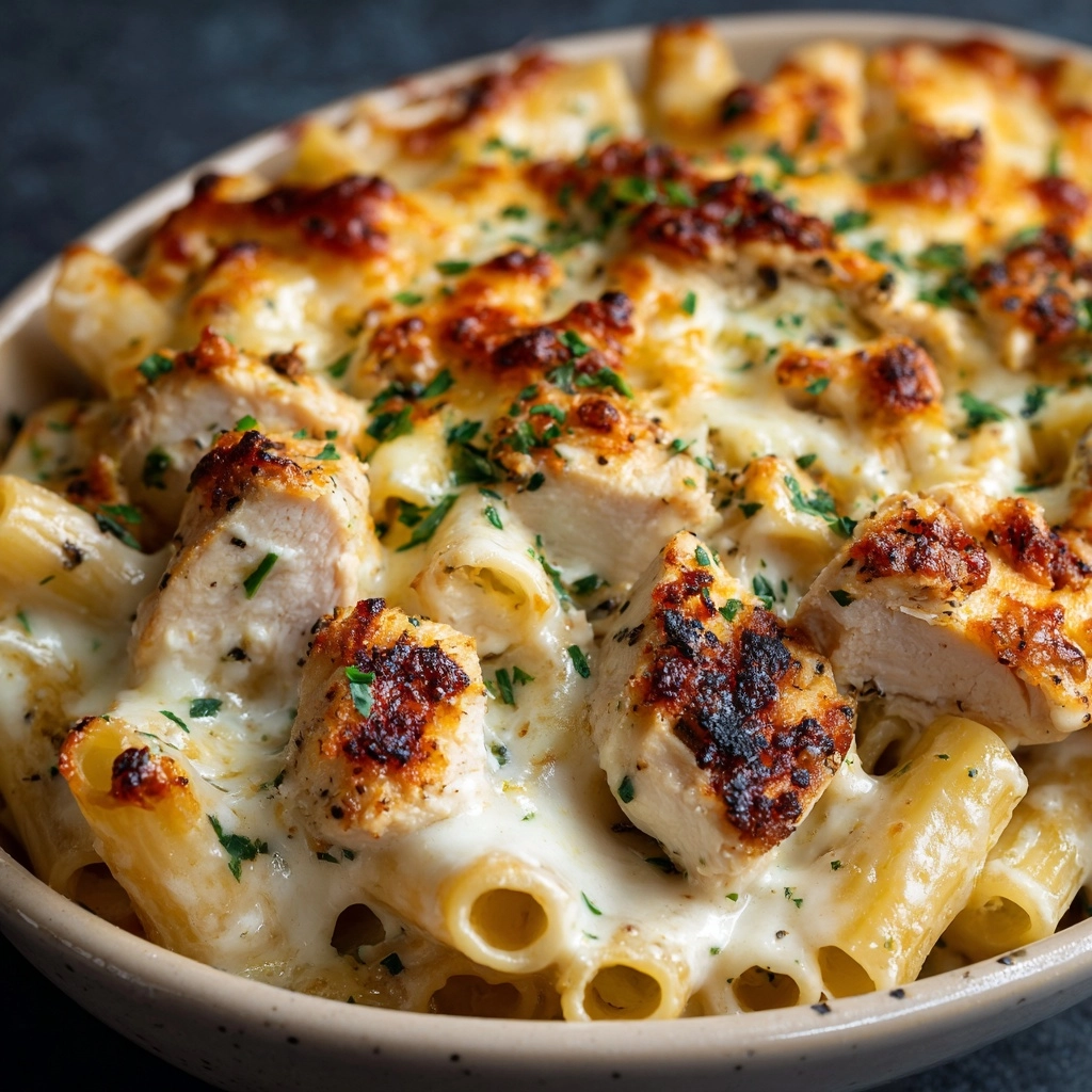 Garlic Parmesan Chicken Pasta Bake Recipe - Recipe Image
