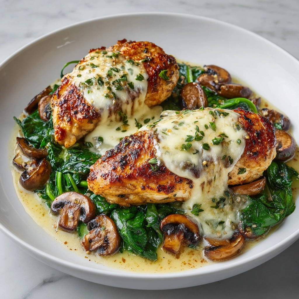 Baked Chicken with Spinach and Mushrooms Recipe - Recipe Image