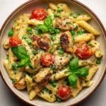 Creamy Chicken and Pea Carbonara Pasta Recipe