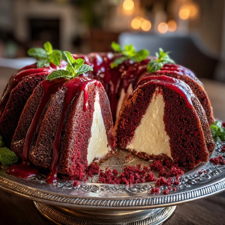 Layered Red Velvet Cheesecake Bundt Cake Recipe