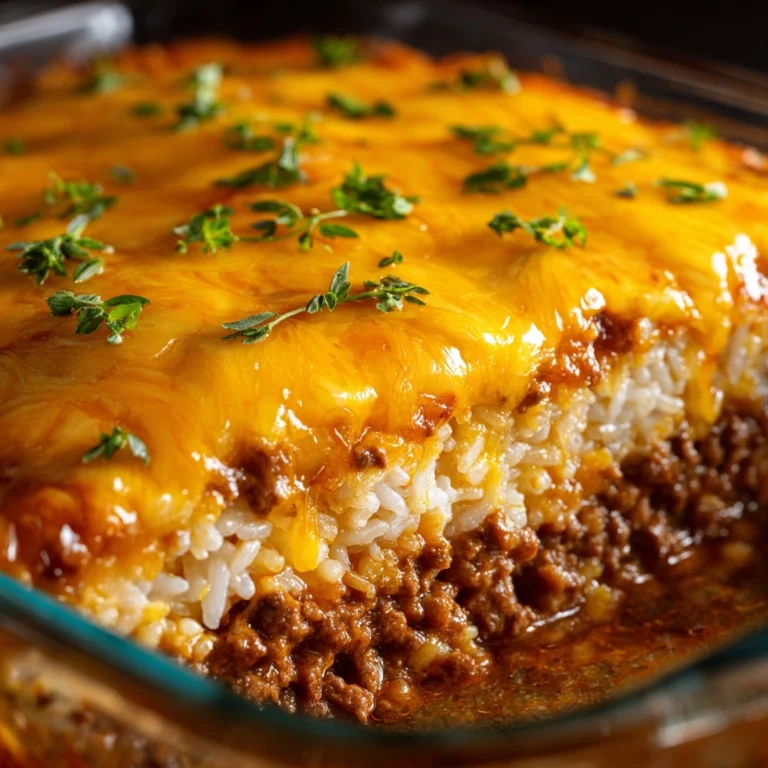 Cheddar-Crusted Ground Beef and Rice Casserole Recipe