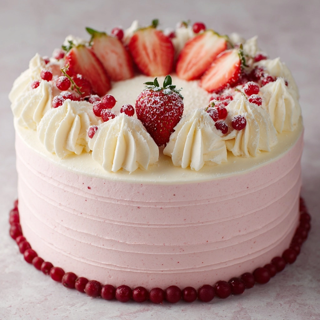 Vanilla Strawberry Ombre Cake Recipe - Recipe Image