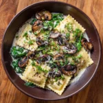 Spinach Mushroom Alfredo Ravioli Recipe