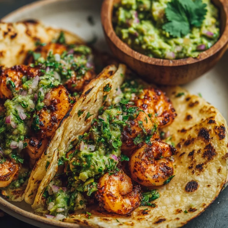 Crispy Shrimp & Poblano Tacos with Avocado Cilantro Sauce Recipe