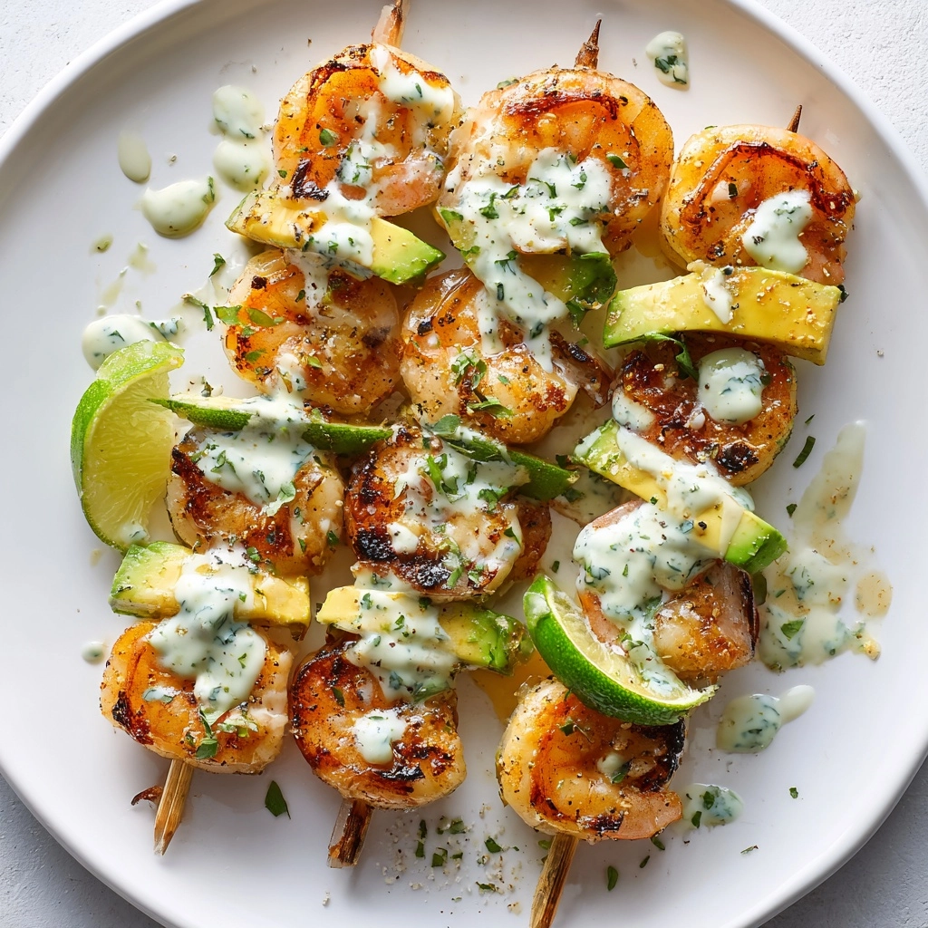 Shrimp and Avocado Skewers with Lime Dressing Recipe - Recipe Image