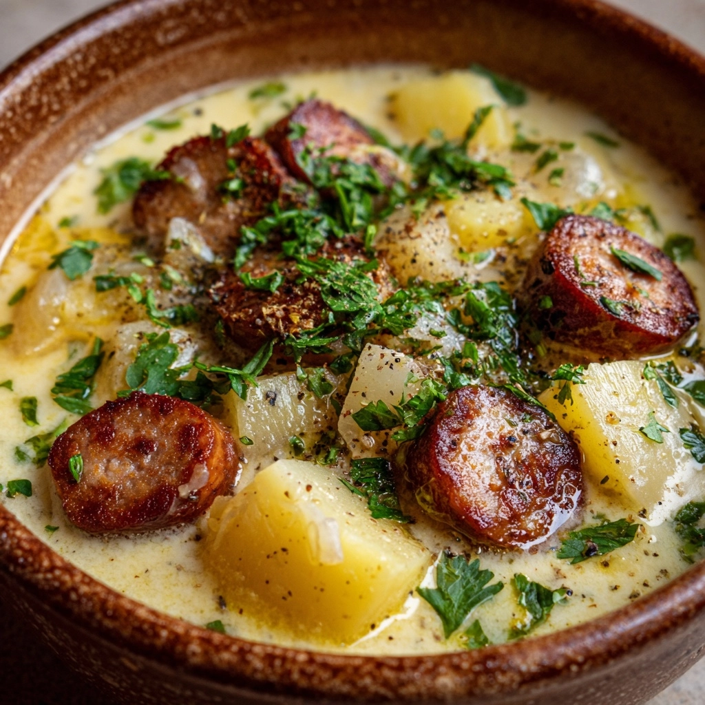 Creamy Cabbage & Sausage Soup Recipe - Recipe Image