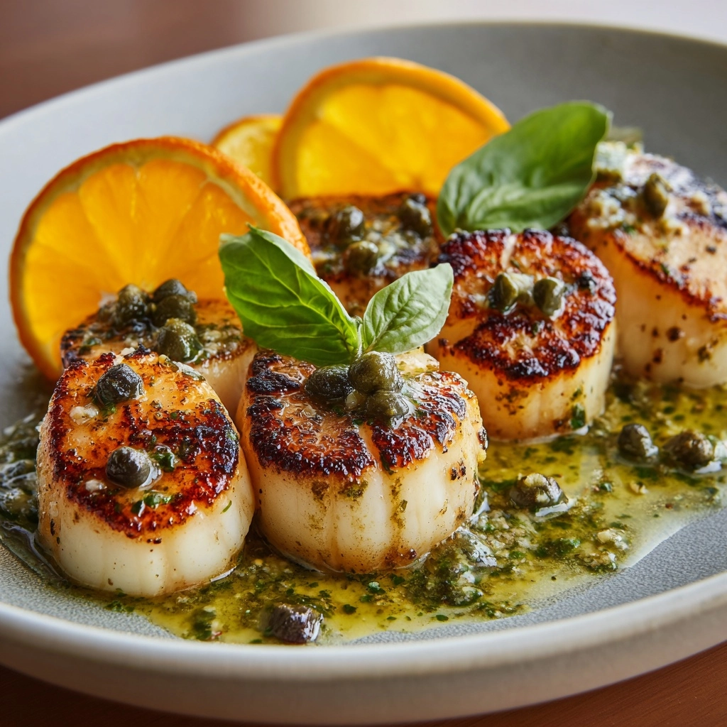 Scallops with Orange, Basil, and Caper Dressing Recipe - Recipe Image