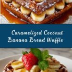 Caramelized Coconut Banana Bread Waffle French Toast Recipe