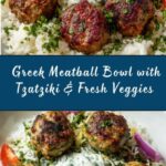 Greek Meatball Bowl with Tzatziki, Rice & Fresh Veggies Recipe