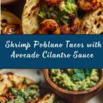 Crispy Shrimp & Poblano Tacos with Avocado Cilantro Sauce Recipe