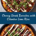 Cheesy Steak & Cilantro Lime Rice Burritos Recipe