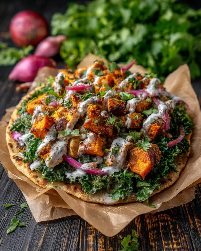 Curry Chicken Gyro with Roasted Sweet Potatoes and Tahini Sauce Recipe