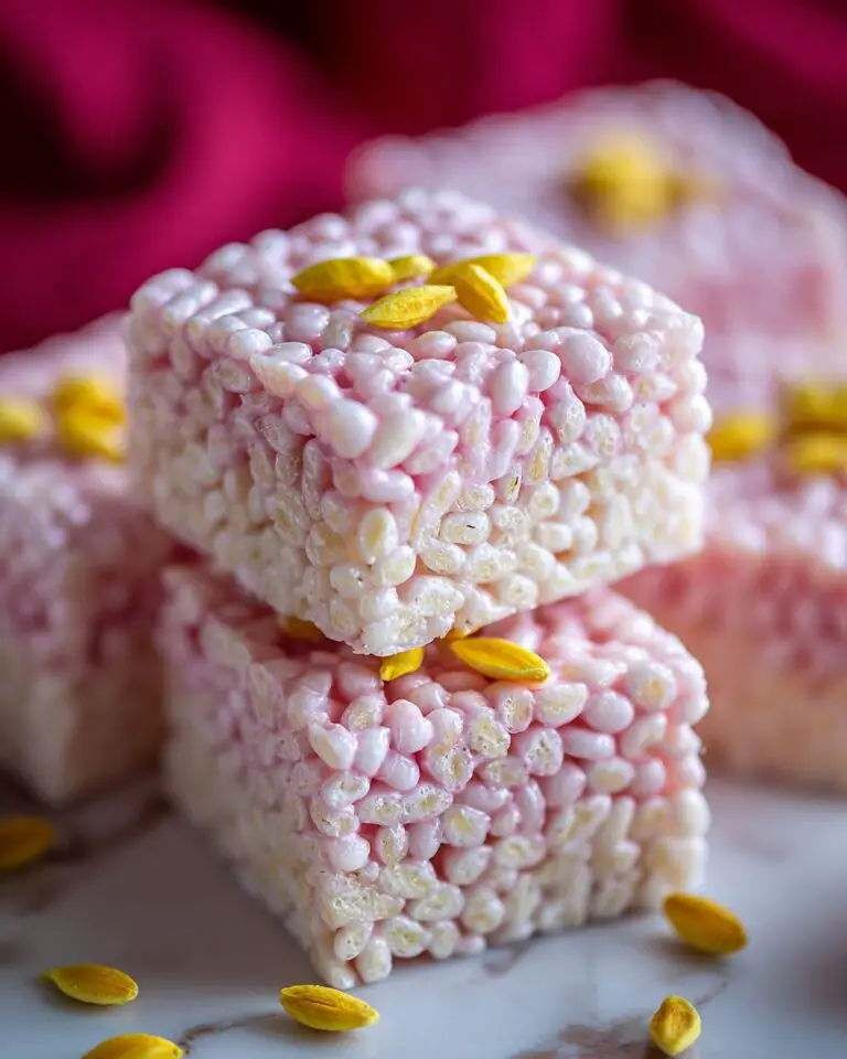 Strawberry Rice Krispies Treats with Pink and White Chocolate Decoration Recipe