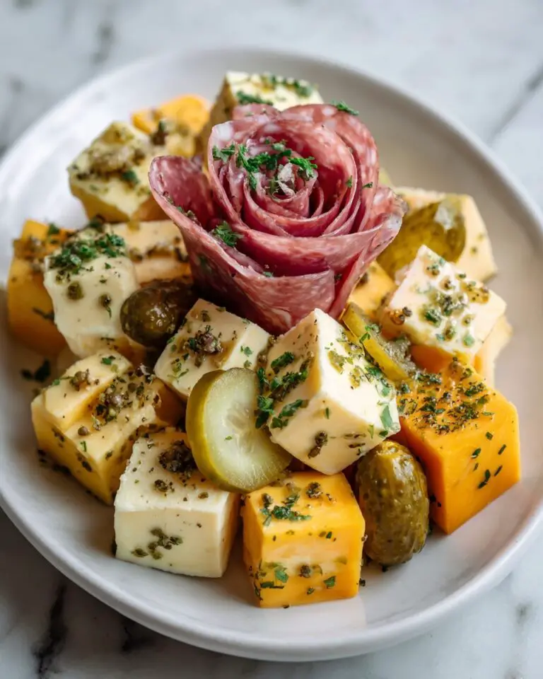 Easy Marinated Cheese Appetizer with Salami & Pickles Recipe