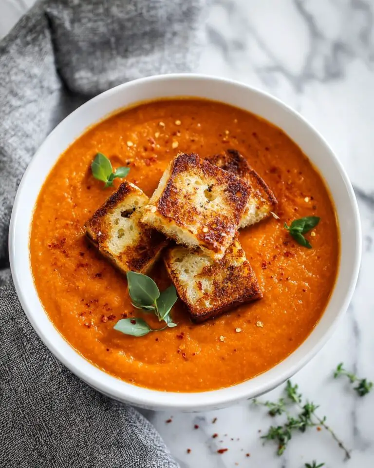 Spicy Pumpkin Soup with Grilled Cheese Croutons Recipe
