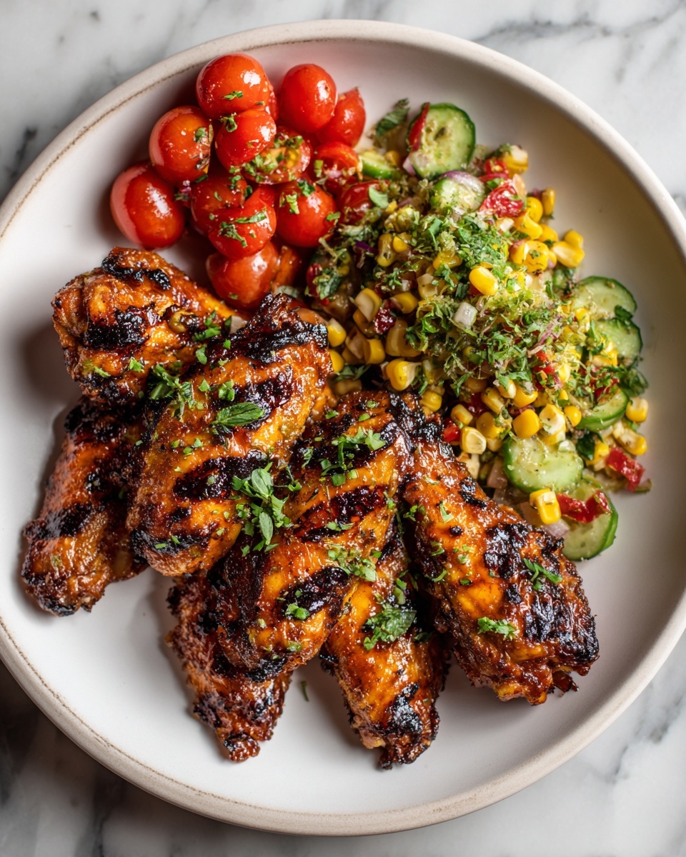 Grilled Chicken Wings with Corn Recipe - Recipe Image