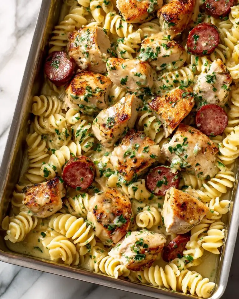 One-Pot Smoky Cheddar Ranch Chicken and Sausage Pasta Recipe