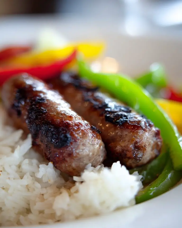 Beef Smoked Sausage with Onion and Bell Peppers over Rice Recipe
