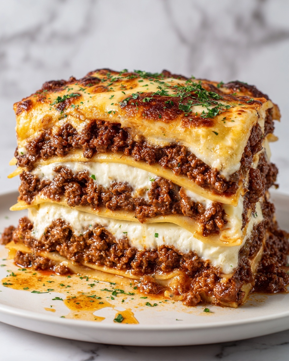 Homemade Classic Lasagna with Meat and Cheese Recipe - Recipe Image