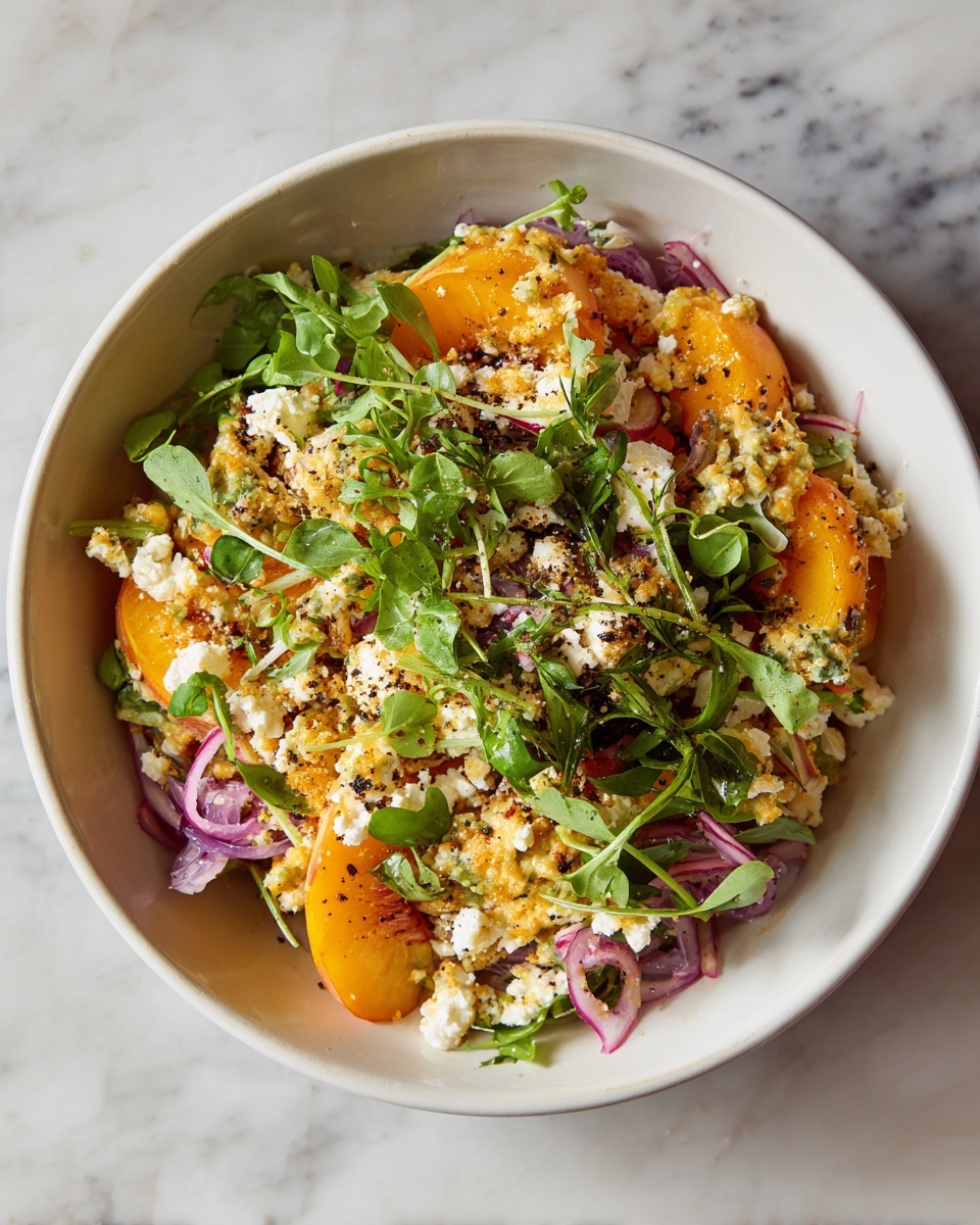 Peach Salad with Fresh Mozzarella and Balsamic Glaze Recipe - Recipe Image