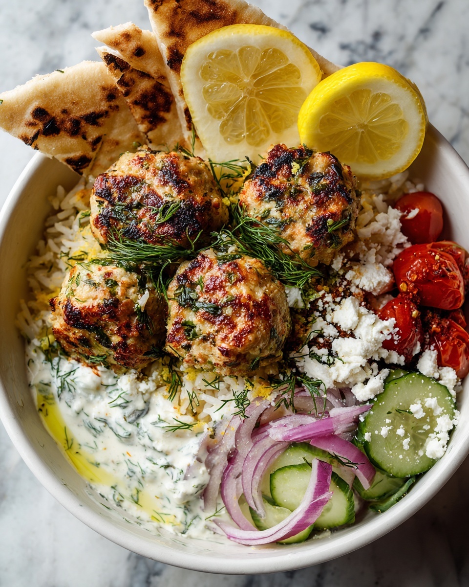 Greek Chicken Meatballs Bowl Recipe - Recipe Image