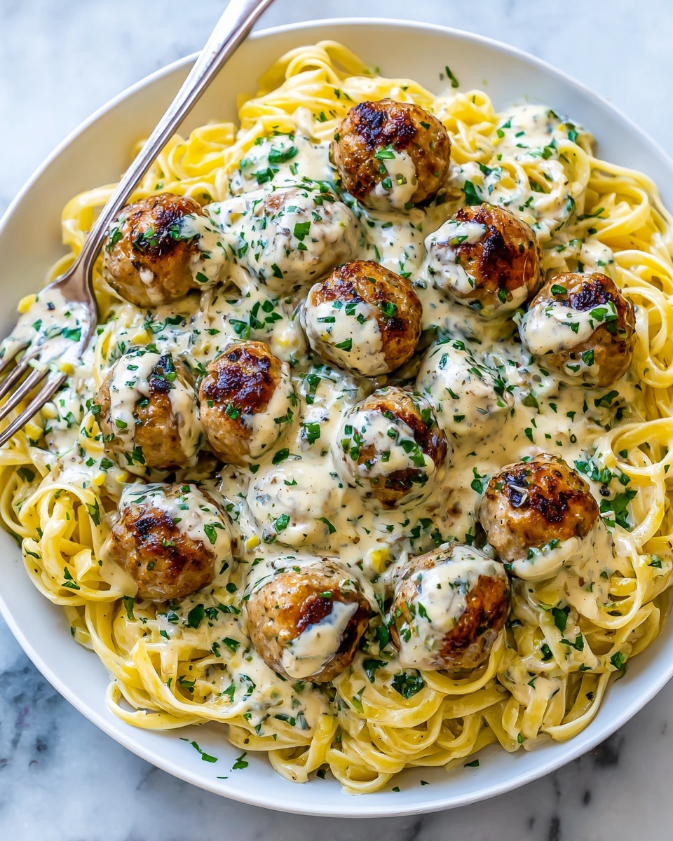 Garlic Butter Meatballs & Parmesan Linguine Dream Recipe - Recipe Image