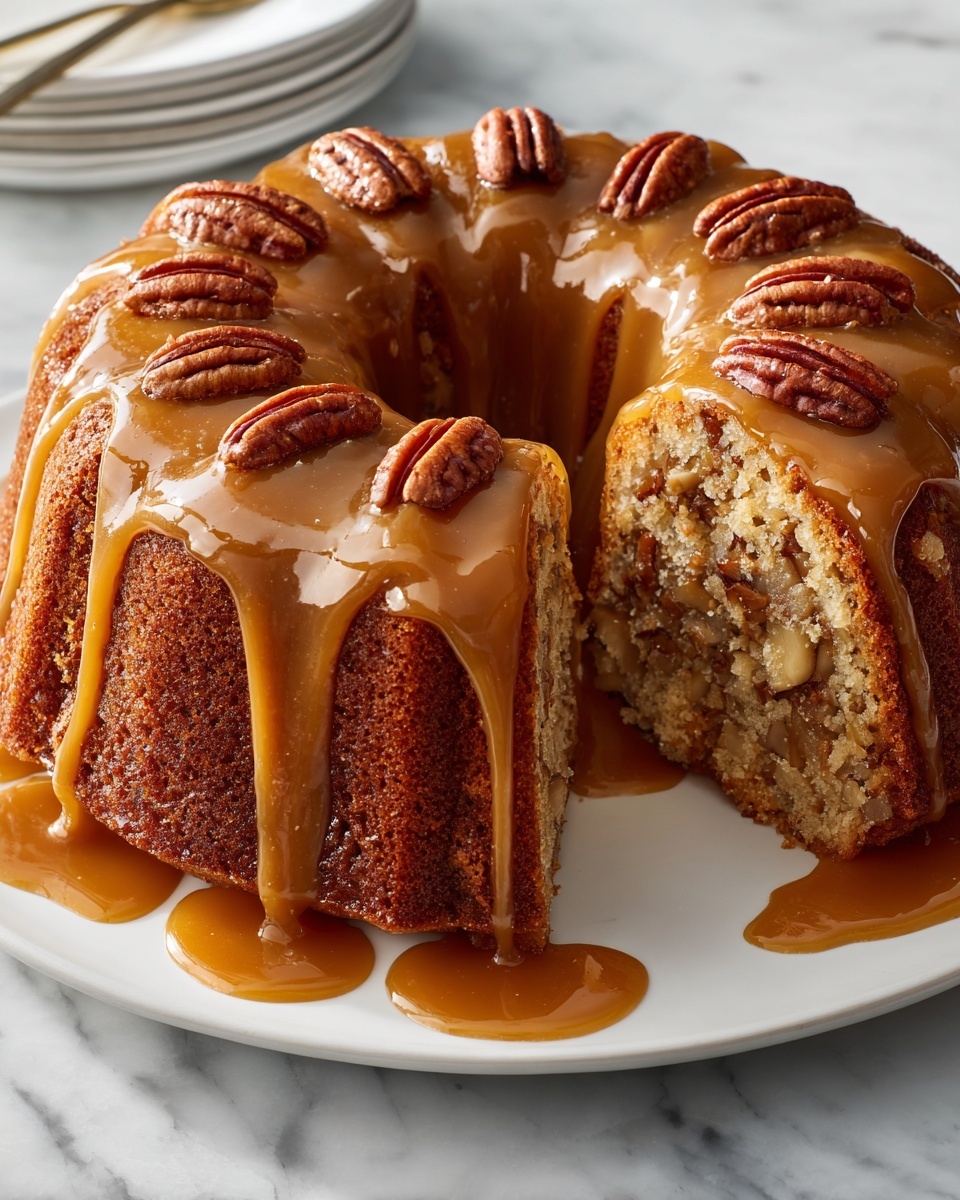 Apple Pecan Cake with Caramel Glaze Recipe - Recipe Image