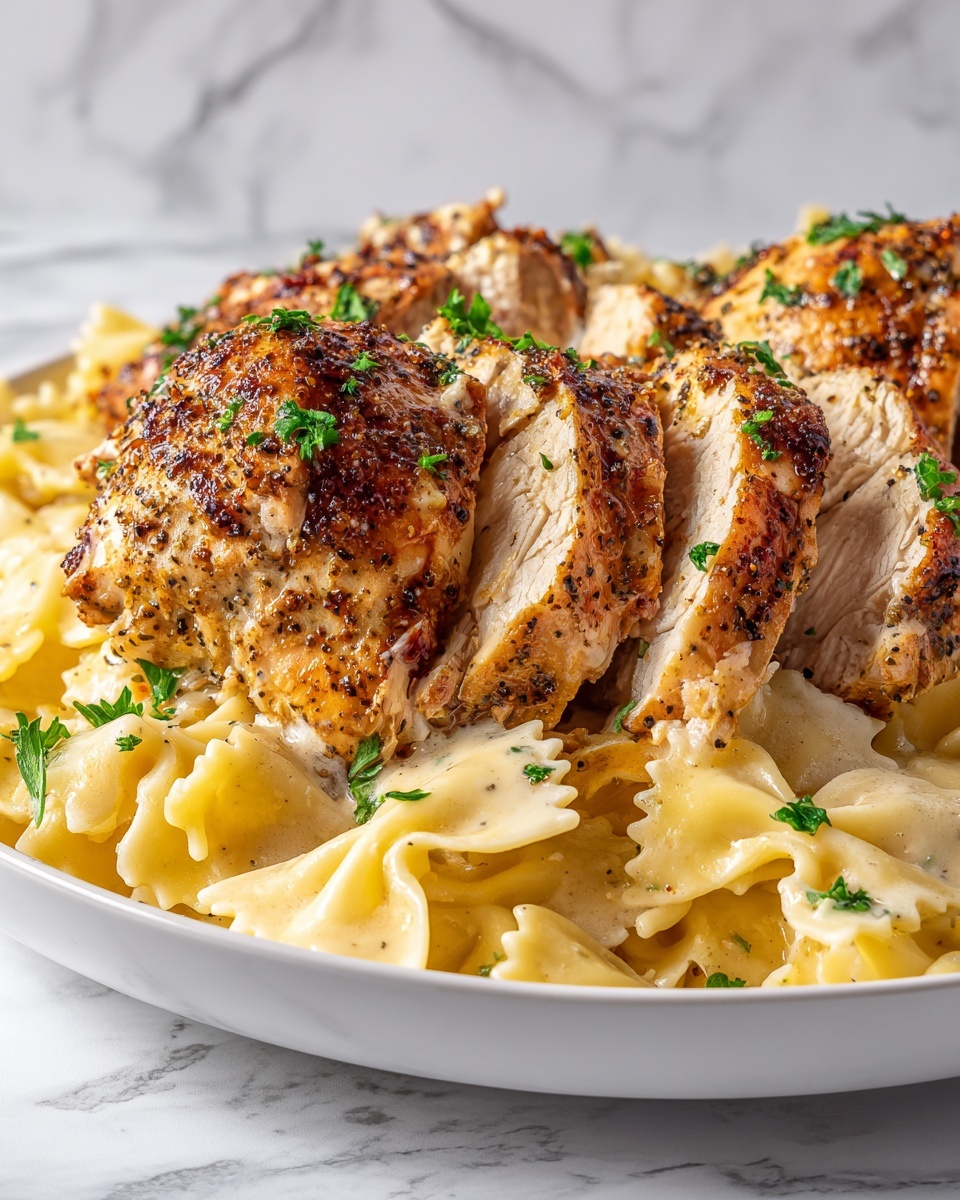 Lemon Garlic Chicken with Parmesan Bowtie Pasta Recipe - Recipe Image