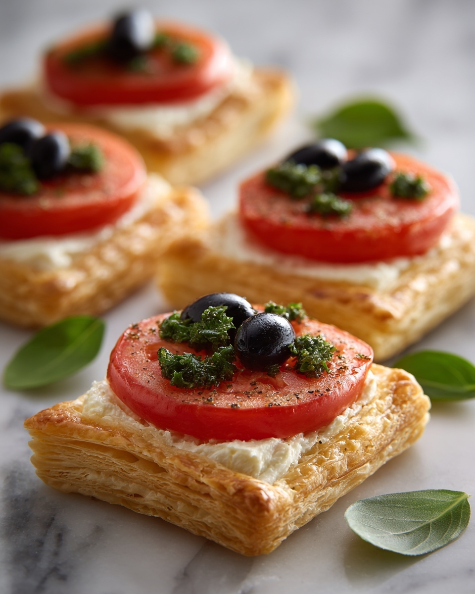 Tomato, Black Olive, and Ricotta Puff Tarts Recipe - Recipe Image