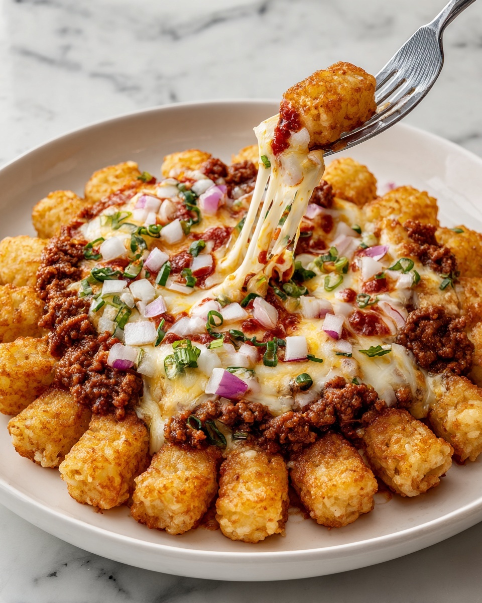One-Pan Cheeseburger Tater Tot Pasta Recipe - Recipe Image