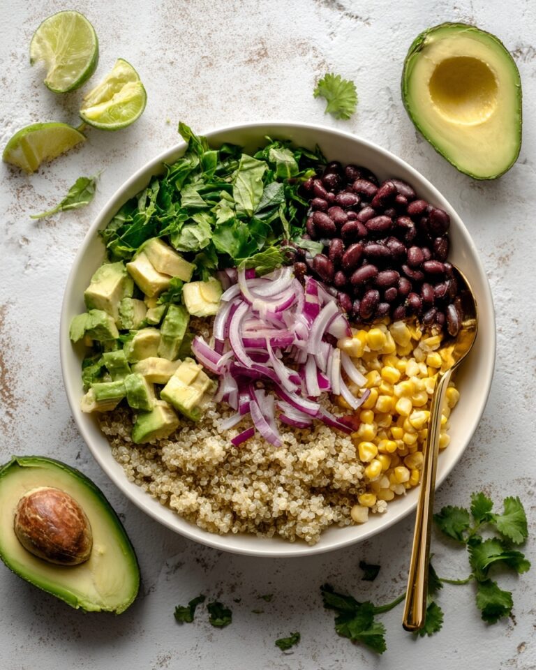 Black Bean Quinoa Bowl with Guacamole and Veggies Recipe