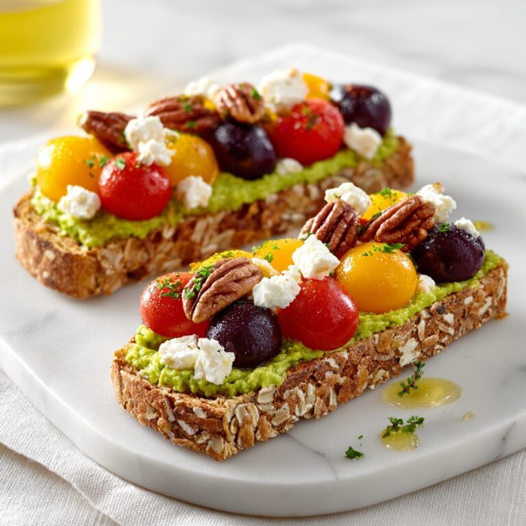 Avocado Toast with Feta, Cherry Tomatoes, Cranberries, and Walnuts Recipe