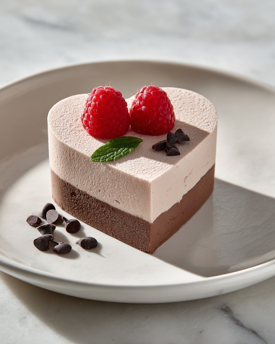 Heart-Shaped Raspberry Mousse with a Brownie Base Recipe - Recipe Image
