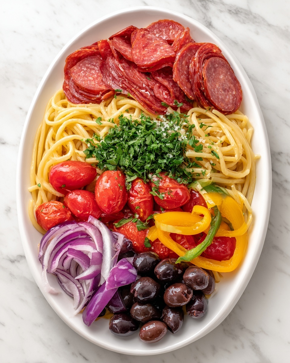 Summer Italian Spaghetti Salad Recipe - Recipe Image