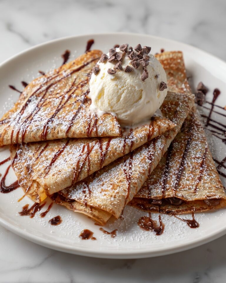 Chocolate Brownie Dessert Crepes with Ice Cream & Chocolate Drizzle Recipe