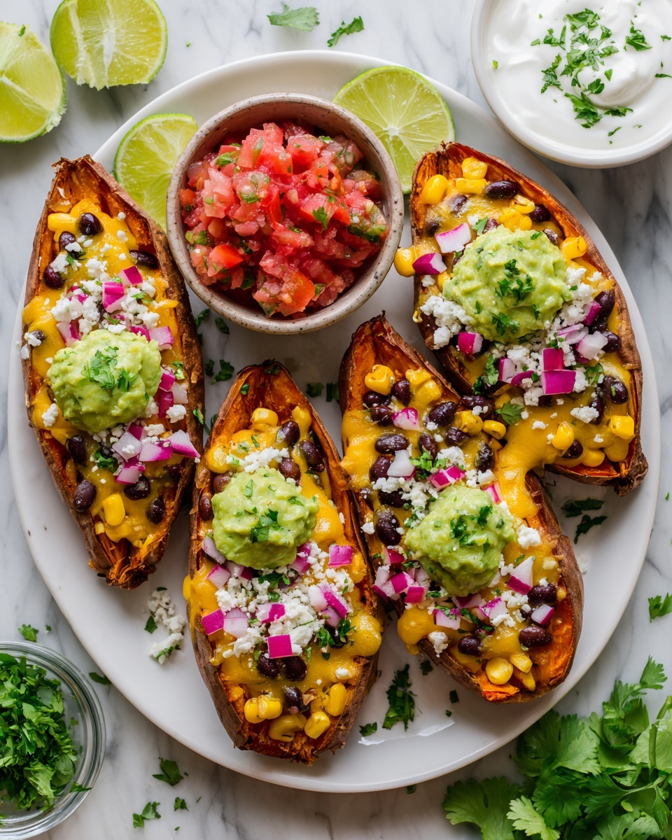 Stuffed Sweet Potatoes with Black Beans, Corn, and Cheddar Recipe - Recipe Image