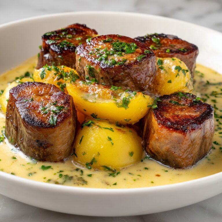 Garlic Parmesan Beef Chops with Cheesy Scalloped Potatoes Recipe