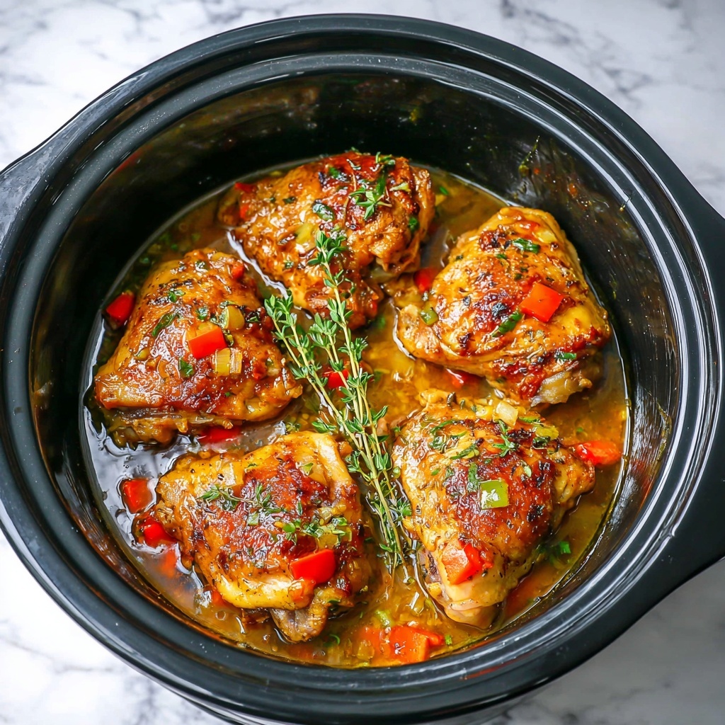 Slow Cooker Tuscan Chicken Thighs Recipe - Recipe Image