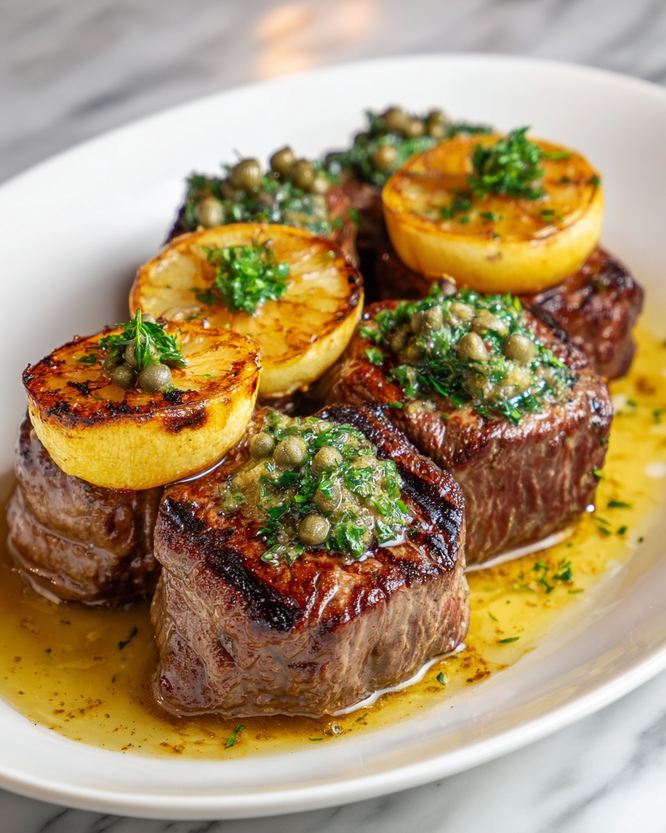 Seared Tuna Steaks with Lemon, Caper, and Parsley Butter Recipe - Recipe Image