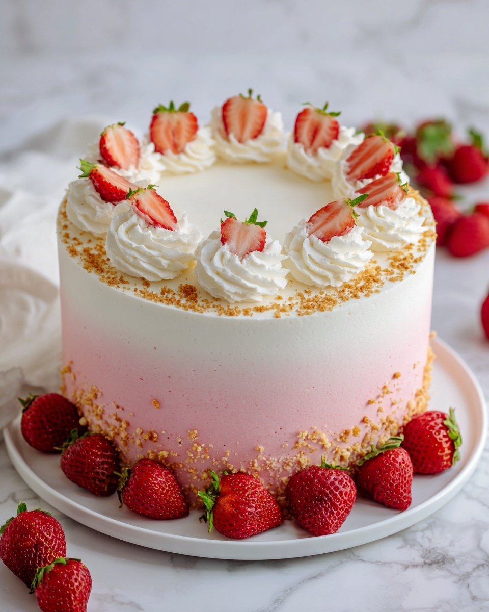 Vanilla Strawberry Ombre Cake Recipe - Recipe Image