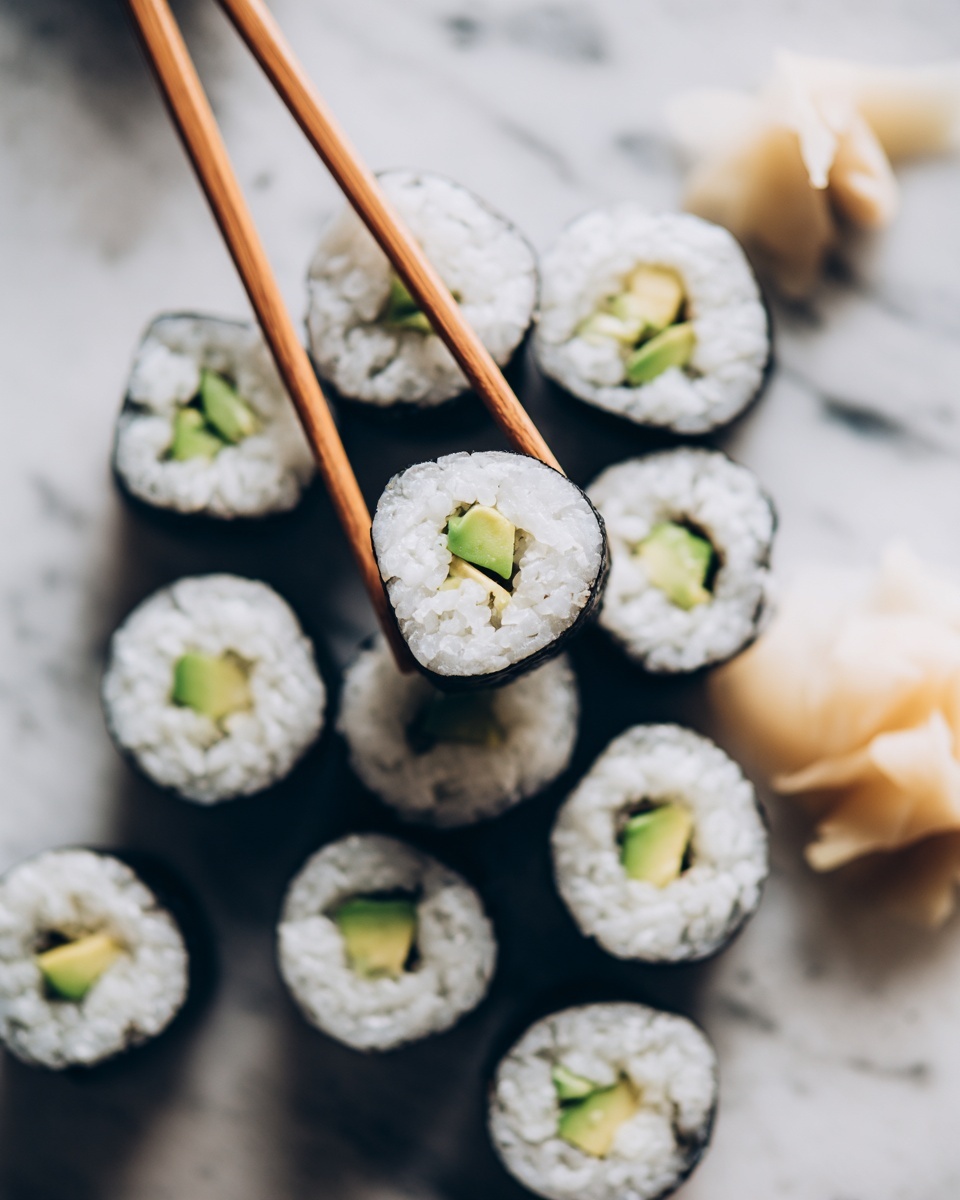 Easy Vegan Avocado Sushi Rolls Recipe - Recipe Image