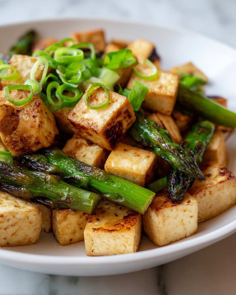 Miso-Chile Asparagus With Tofu Recipe - Recipe Image