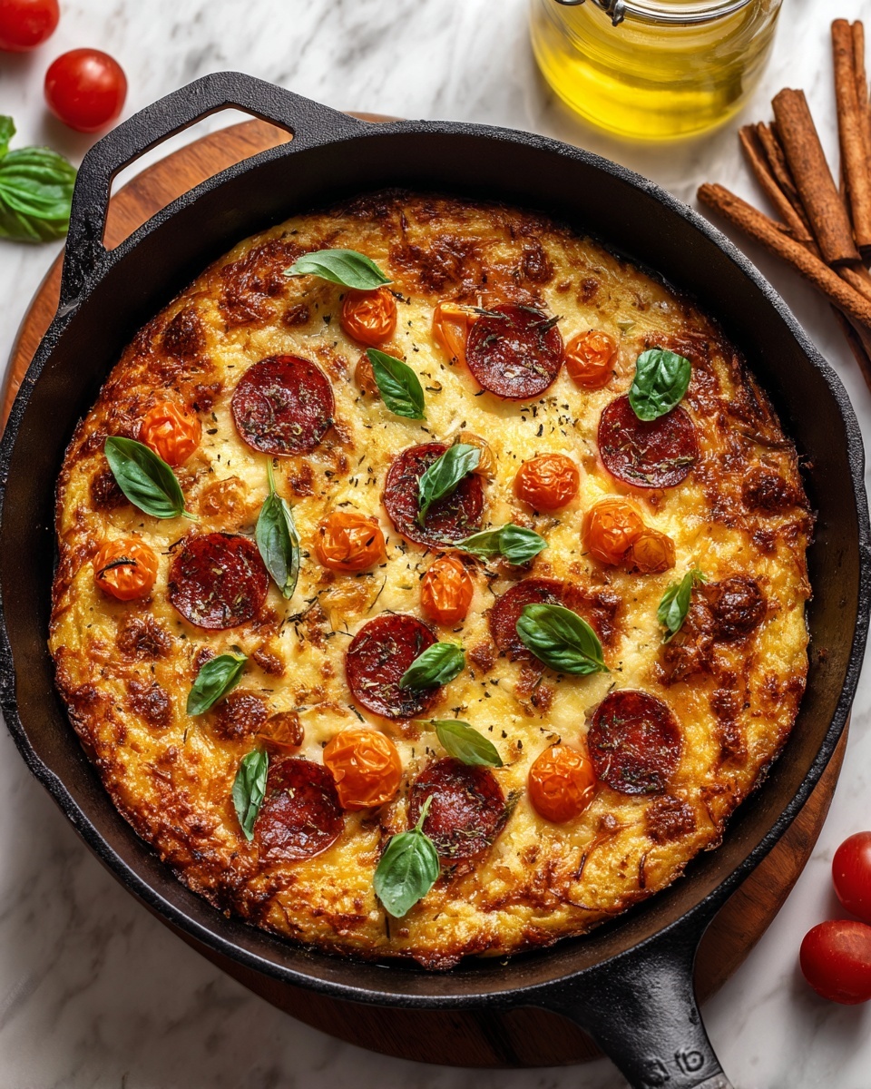 Skillet Cheesy Pizza Chicken Recipe - Recipe Image